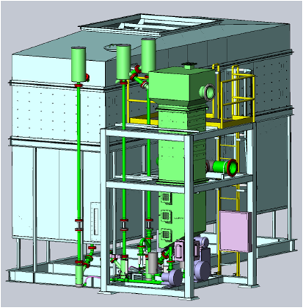 A 3-D design of the fluidized bed concentrator in Solidworks. FBC-Solidworks.png