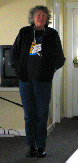 Leanne Hinton speaking at an Advocates for Indigenous California Language Survival conference, 2008