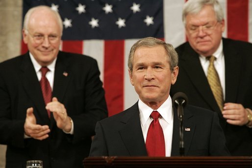 File:President George W. Bush alongside Dick Cheney and Dennis Hastert presents his fourth State of the Union address at the U.S. Capitol, February 2, 2005.jpg