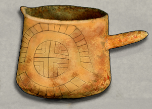 Ceramic beaker from Cahokia with woodhenge motif