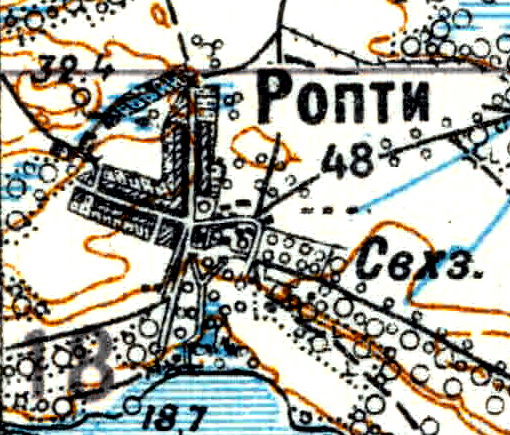 Деревня Ропти на карте 1926 года