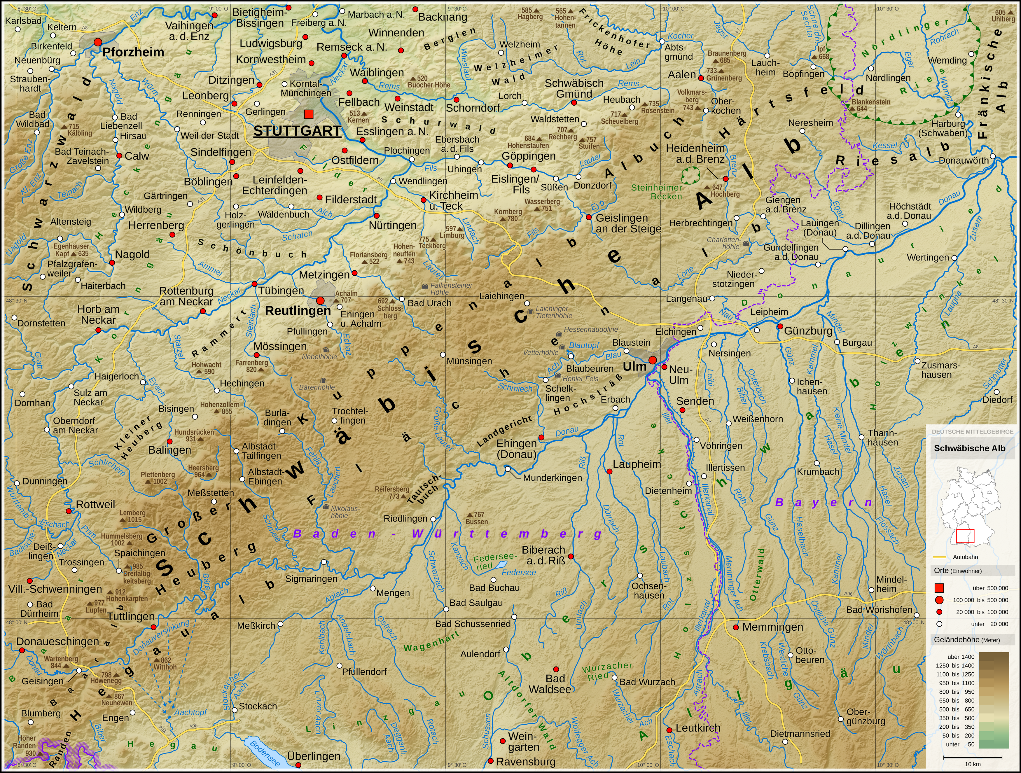 landkarte schwäbische alb Schwabische Alb Wikipedia landkarte schwäbische alb