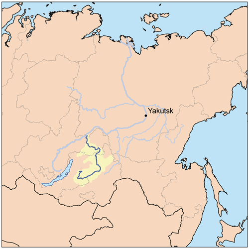 Lena rivier kaart