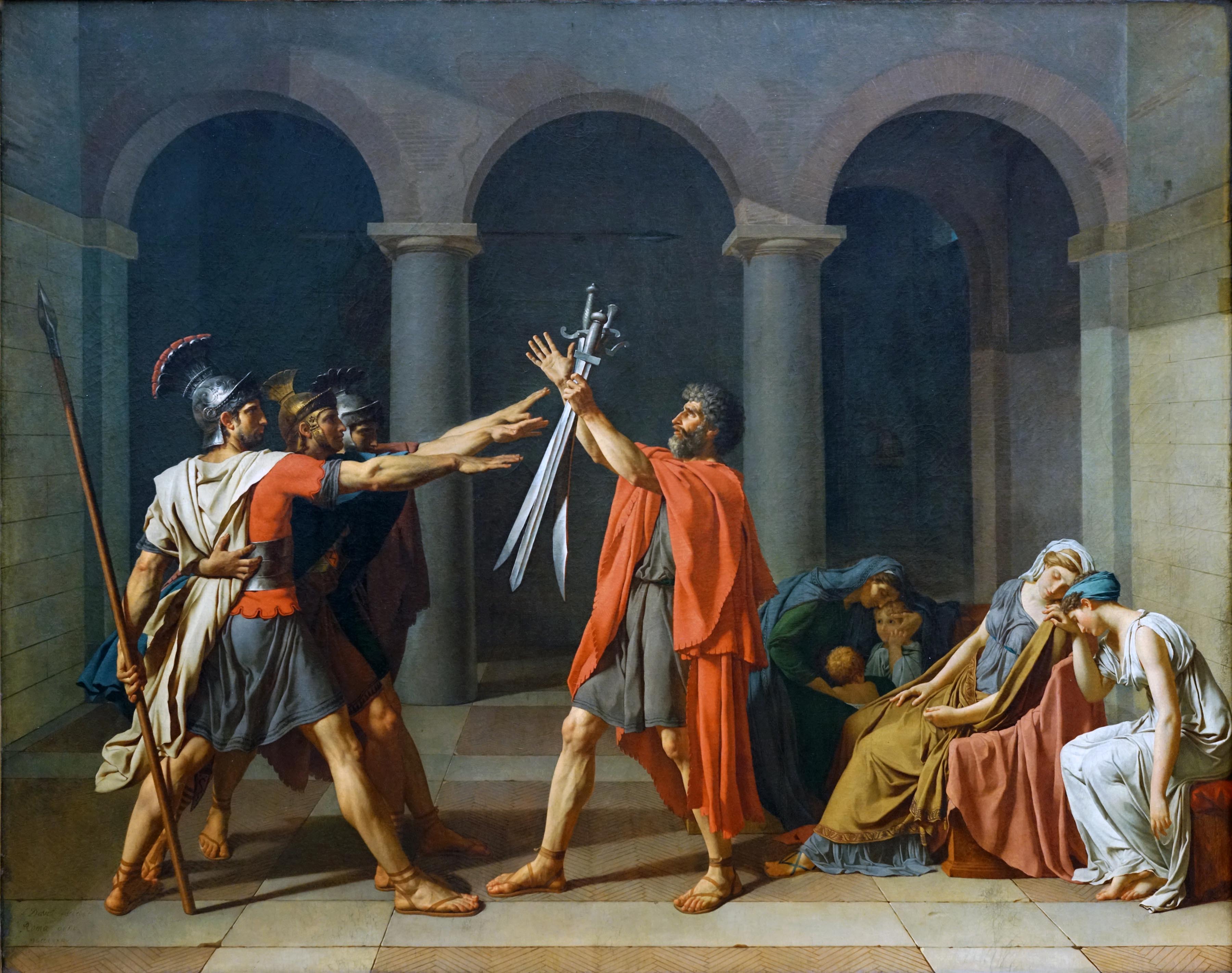 Art History 101: Jacques-Louis David, The Oath of the Horatii, 1784, Louvre, Paris, France.