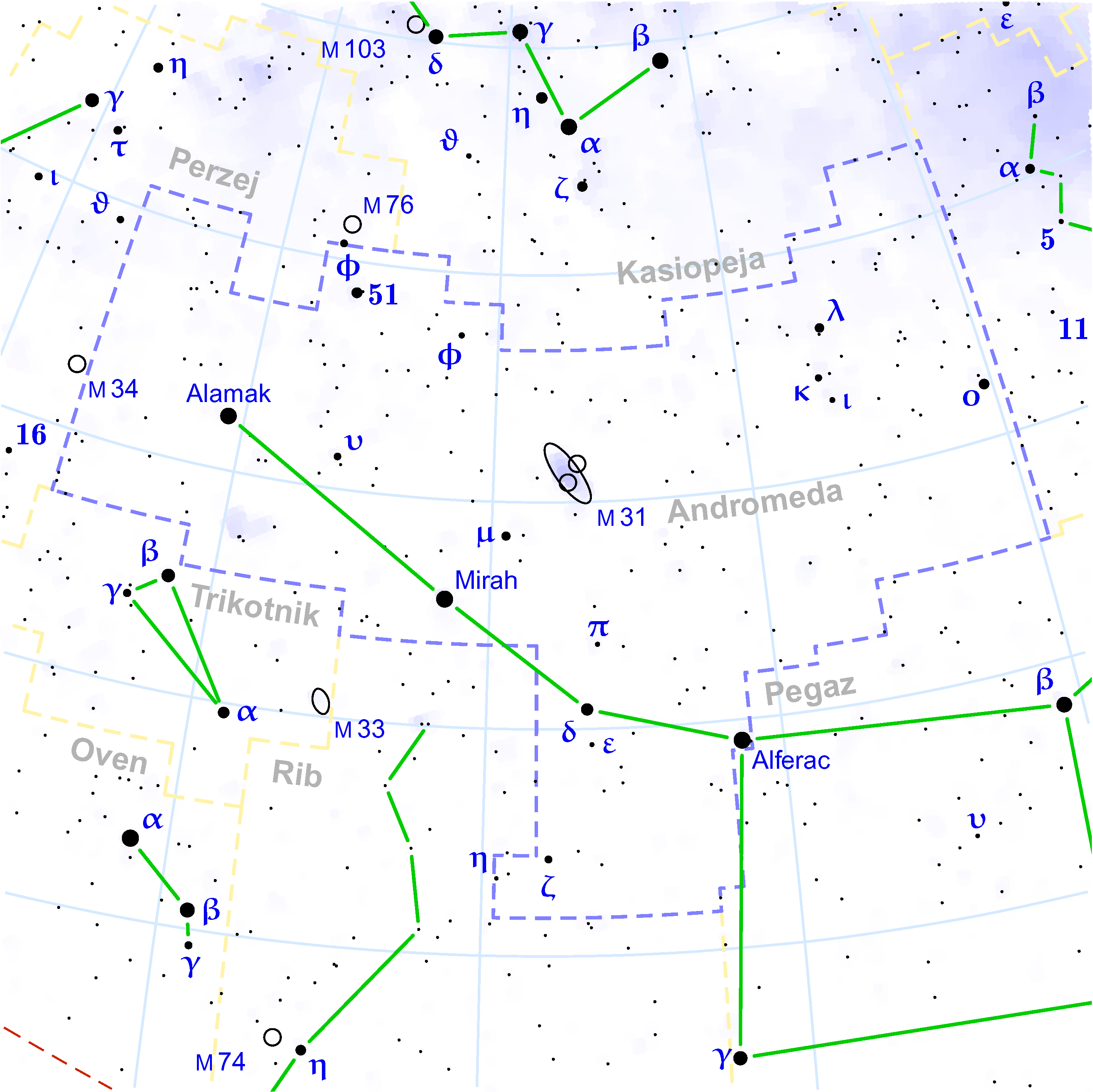 Андромеда Созвездие схема