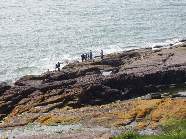 Anglers on rocks near Red Head, Dunmore east - geograph.org.uk - 1476478