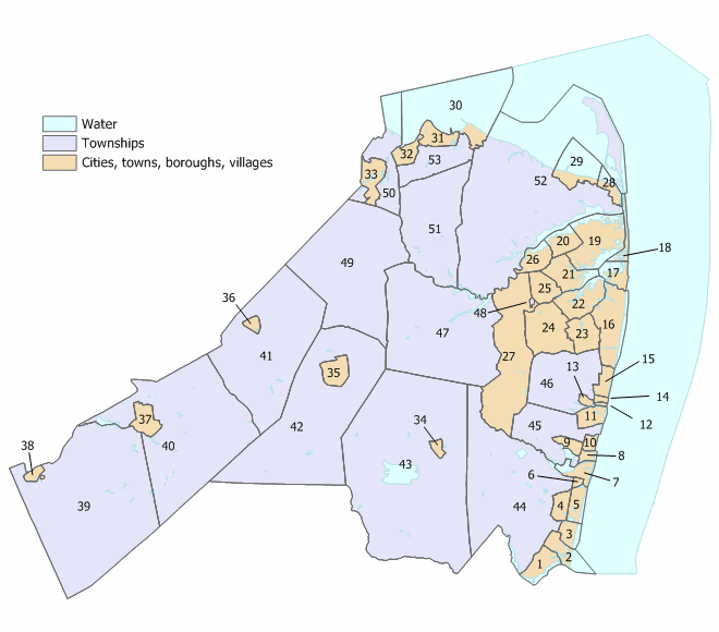 Index map of Monmouth County municipalities (click to see index key)