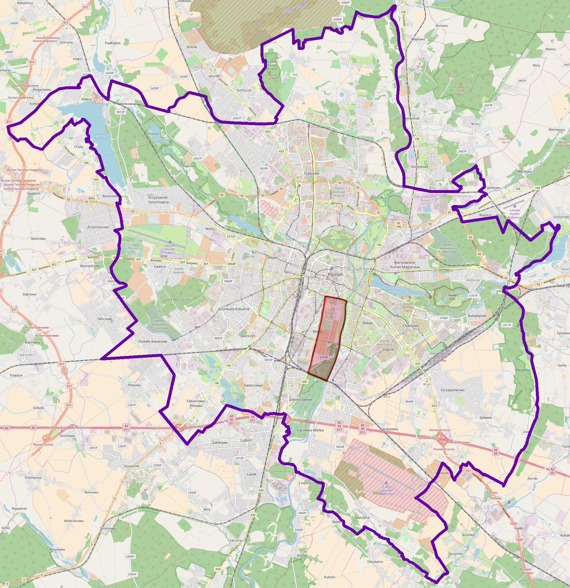 poznañ mapa File:Poznań   mapa jednostki obszarowej Łęgi Dębińskie.png 