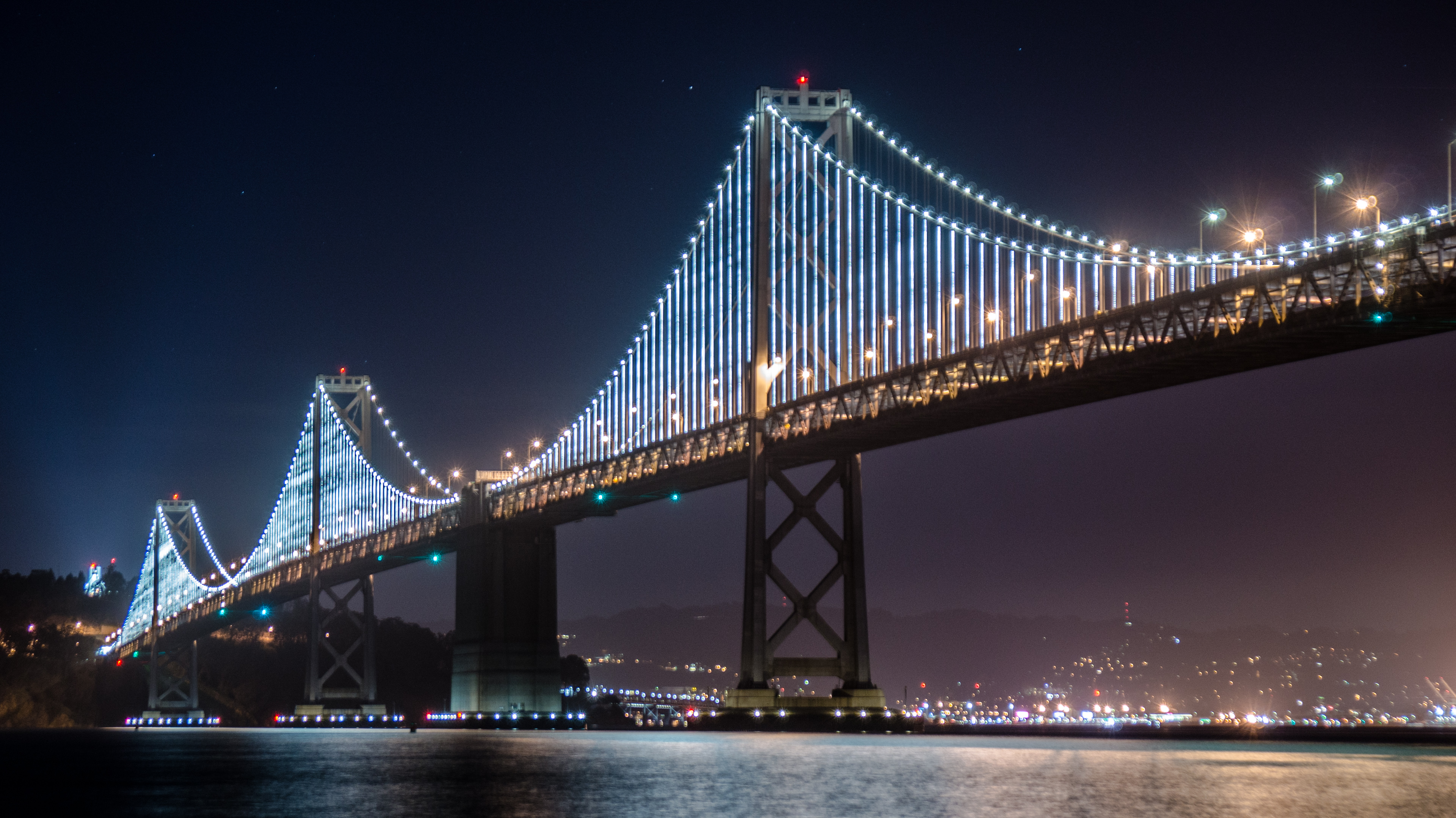 File San Francisco Oakland Bay Bridge At Night Jpg Wikimedia Commons