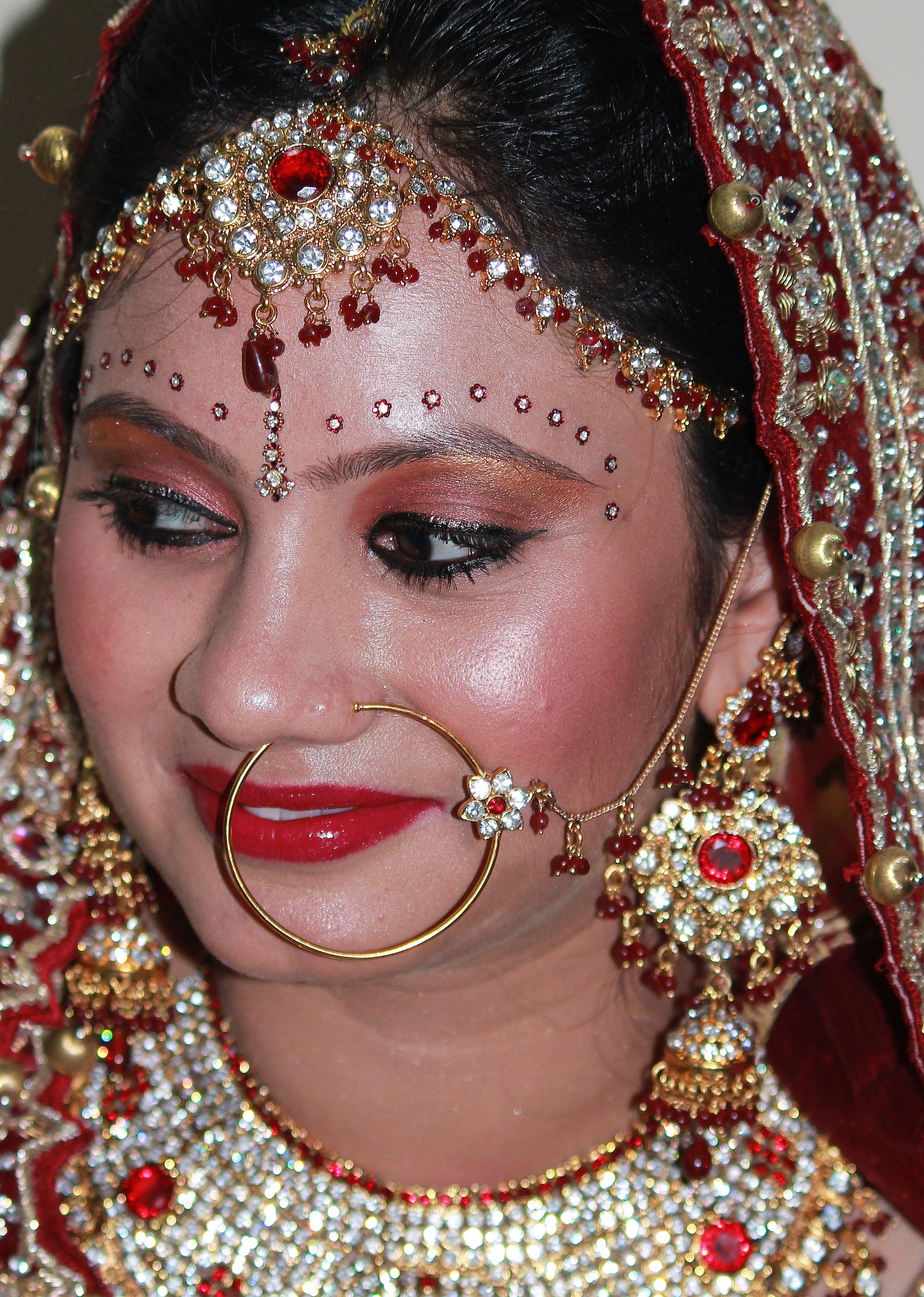 Bride with beautiful nose ring  Bridal jewellery indian, Indian