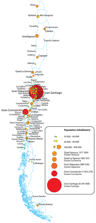 Carte des principales villes du Chili