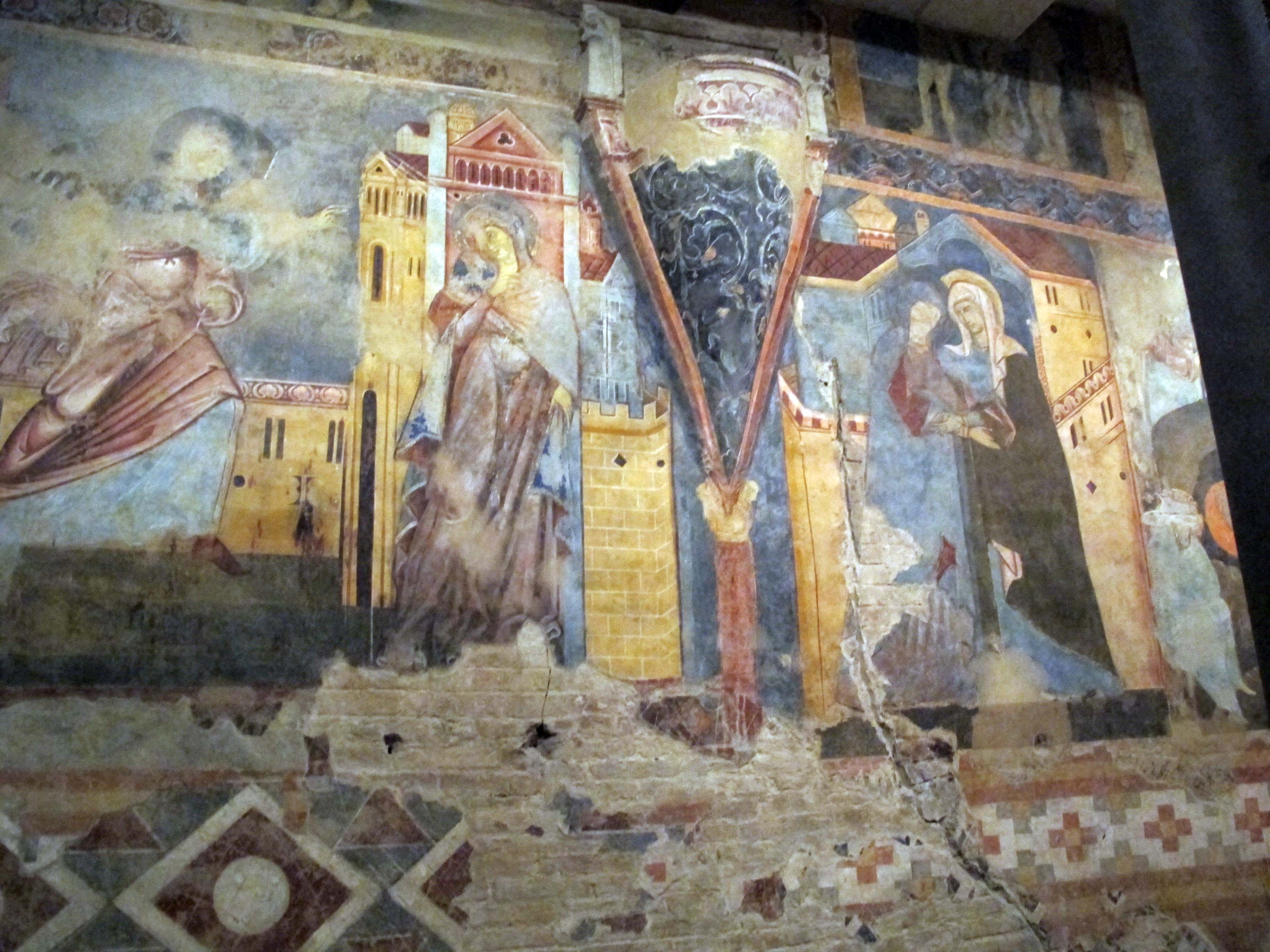 Cripta del duomo di siena, affreschi 12 annunciazione e visitazione.JPG