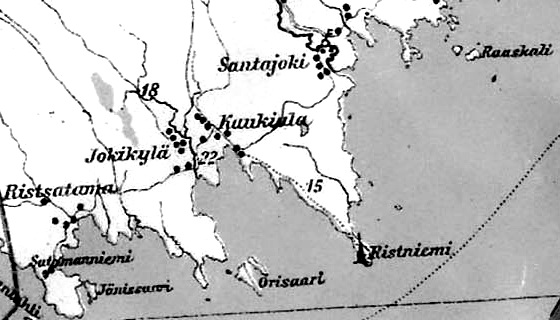 Деревня Йокикюля на финской карте 1923 года