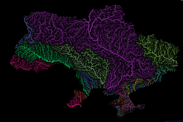 File:River basins of Ukraine in rainbow colours.png