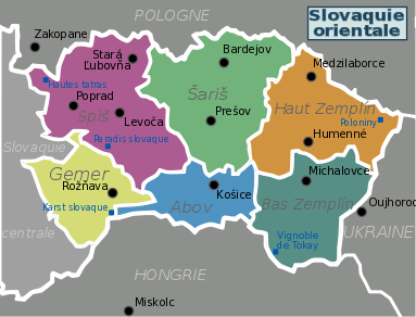 Map of Eastern Slovakia