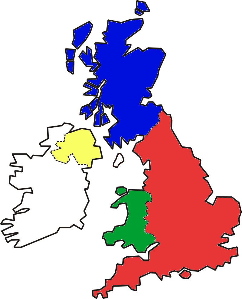 Uk na. Карта the uk of great Britain and Northern Ireland. Контур Британии и Ирландии. Цвета королевств Великобритании. Карта uk без городов.