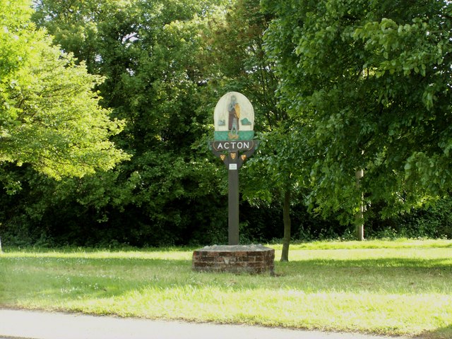 File:Village sign at Acton, Suffolk - geograph.org.uk - 182360.jpg