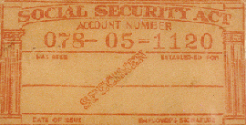 The promotional Social Security card as distributed by the F.W. Woolworth Company
