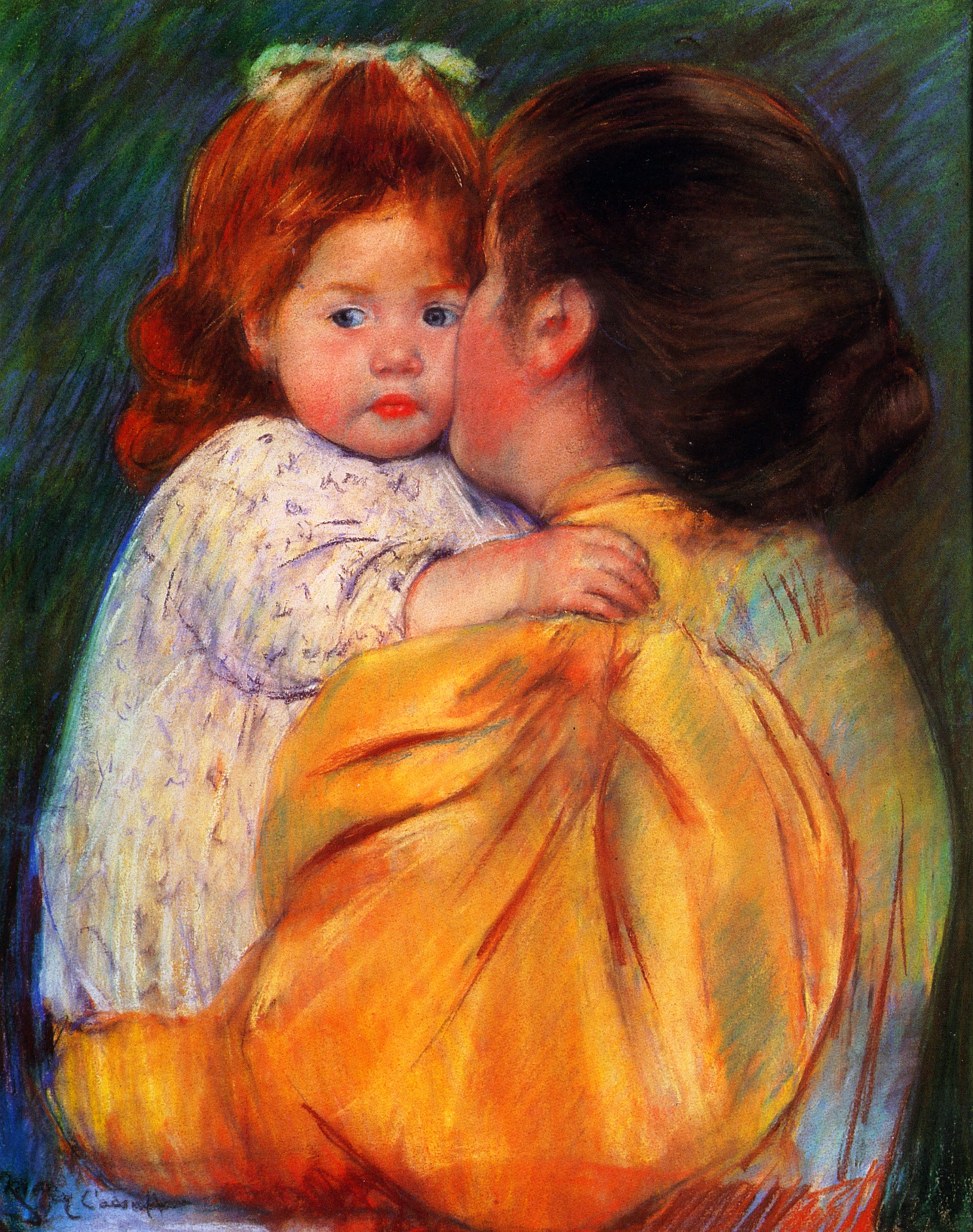 Maternal kiss, a 1896 painting by [[Mary Cassatt