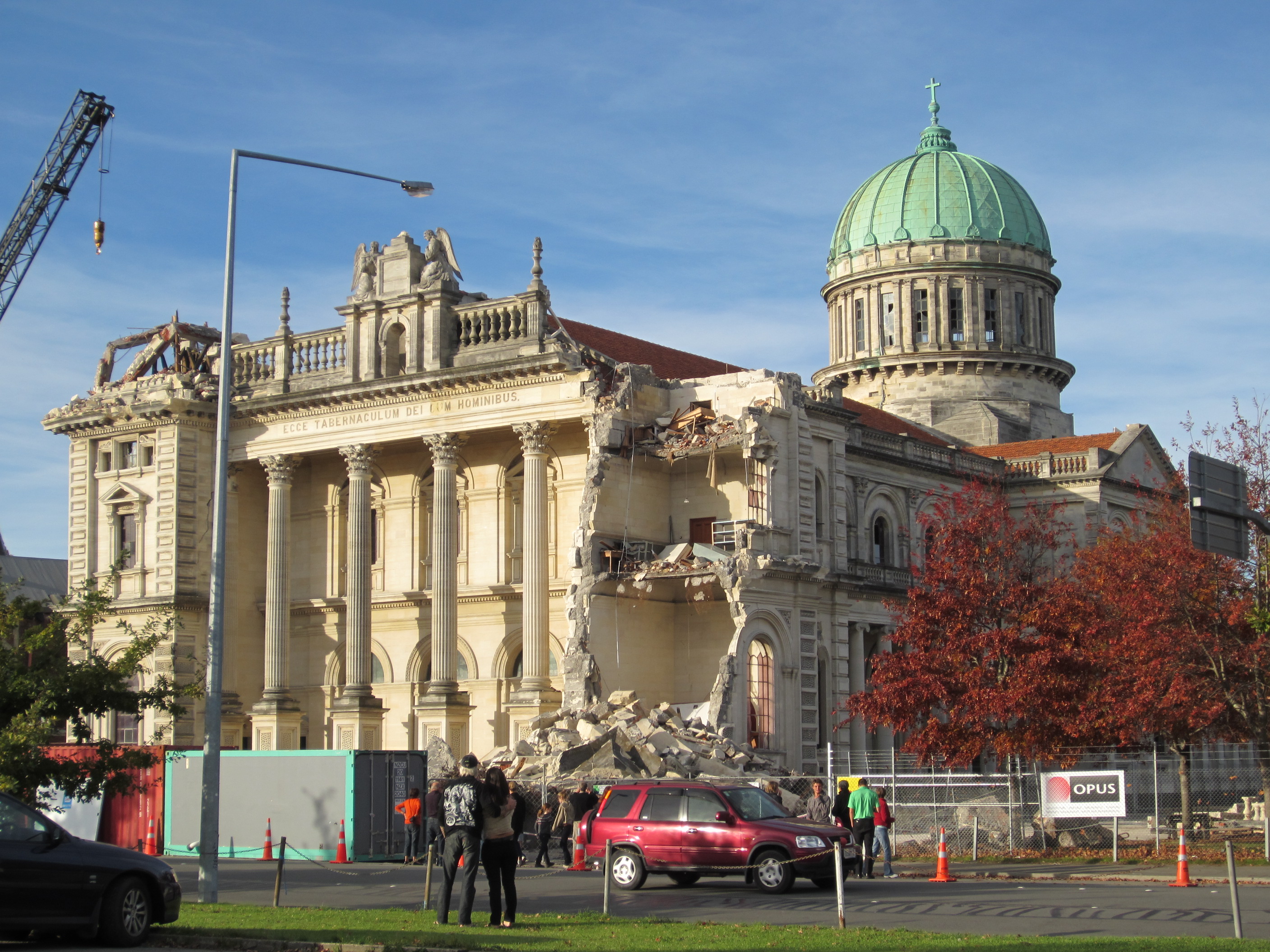 A major earthquake occurred in Christchurch on Tuesday 22 February 2011 at 12:51 p.m. local time (23:51 UTC, 21 February). The Mw6.2 (ML6.3) earthquake struck the Canterbury region in the South Island, centred 6.7 kilometres (4.2 mi) south-east of the central business district. It caused widespread damage across Christchurch, killing 185 people in New Zealand's fifth-deadliest disaster.
Christchurch's central city and eastern suburbs were badly affected, with damage to buildings and infrastructure already weakened by the magnitude 7.1 Canterbury earthquake of 4 September 2010 and its aftershocks. Significant liquefaction affected the eastern suburbs, producing around 400,000 tonnes of silt. The earthquake was felt across the South Island and parts of the lower and central North Island. While the initial quake only lasted for approximately 10 seconds, the damage was severe because of the location and shallowness of the earthquake's focus in relation to Christchurch as well as previous quake damage. Subsequent population loss saw the Christchurch main urban area fall behind the Wellington equivalent, to decrease from second- to third-most populous area in New Zealand. Adjusted for inflation, the earthquake caused over NZ$77 billion in damage, making it New Zealand’s costliest natural disaster and the 21st-most-expensive disaster in history.