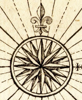 16-point compass rose from 1753 Dutch Map