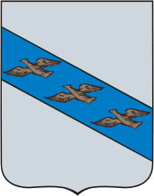 Герб 1780 года «синяя полоса и на ней три летящие куропатки»