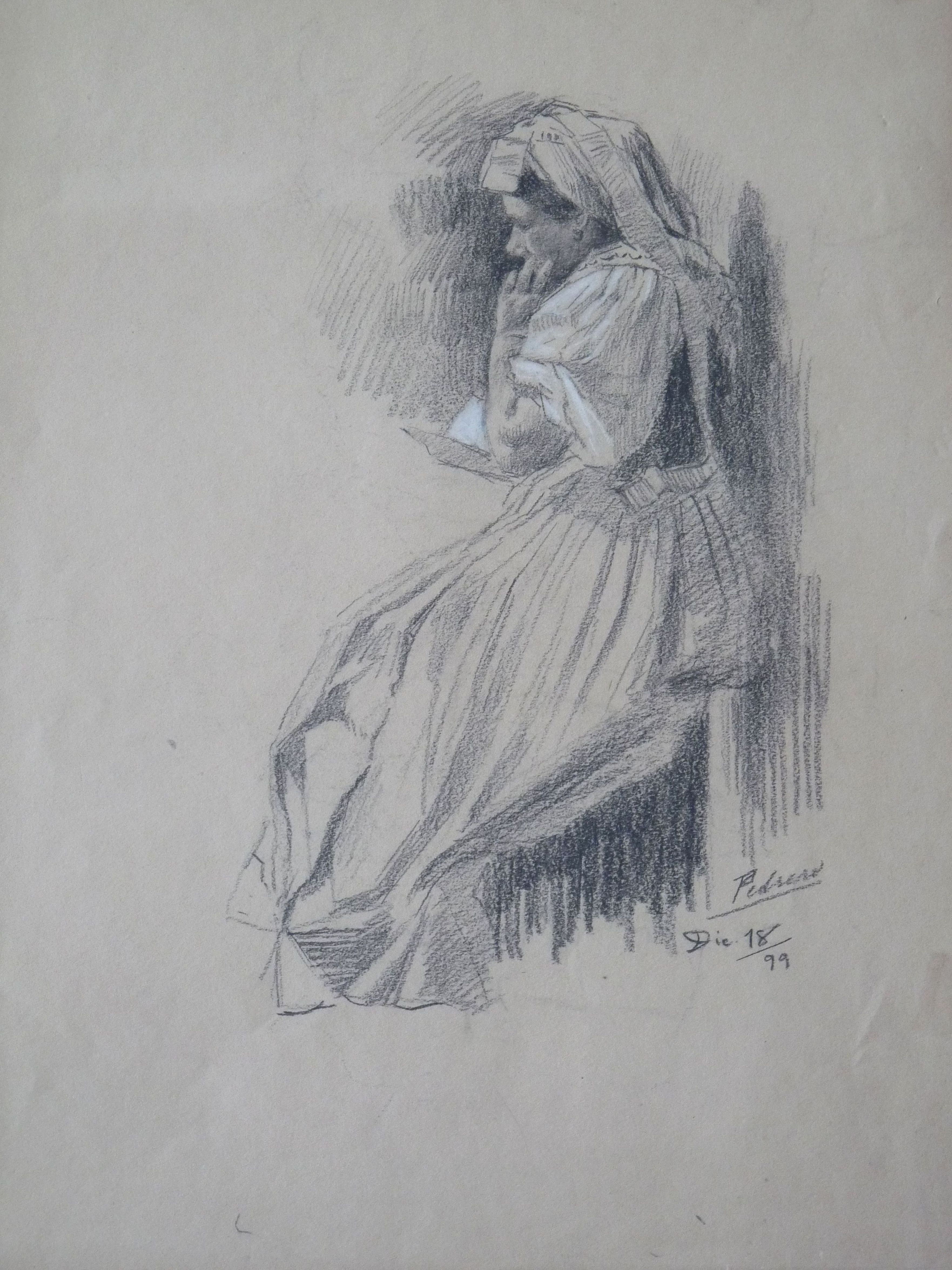 File:Mujer leyendo, , dibujo a lápiz por Mariano  -  Wikimedia Commons
