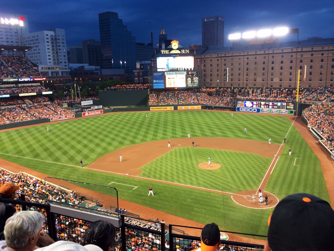 BALTIMORE, MD - May 30: A general view of Oriole Park at Camden Yards in  Baltimore, MD. as the sun sets during the Cleveland Guardians versus the  Baltimore Orioles on May 30