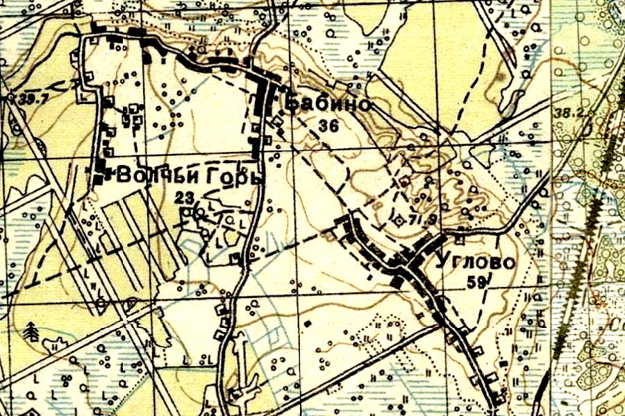 Деревня Углово на карте 1931 года