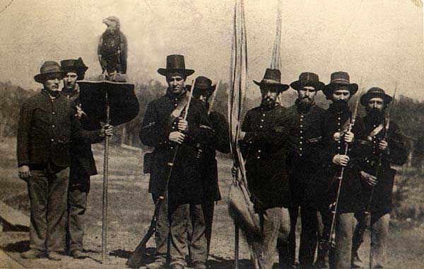 The color guard of the Wisconsin 8th Infantry with Old Abe
