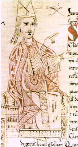 Paus Gregorius VII in een 11e-eeuws manuscript