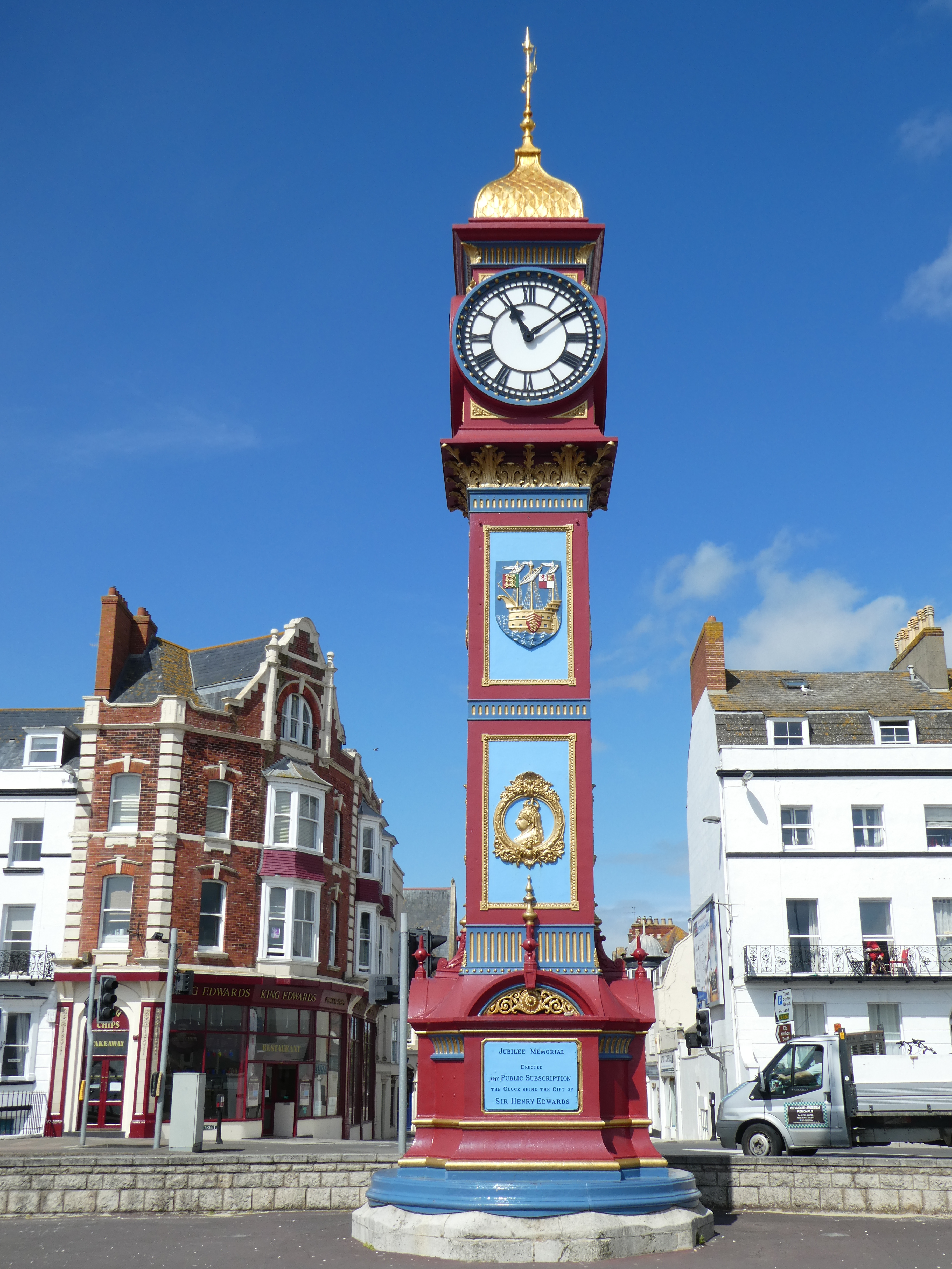 Famous clock. Часовая башня саат Кулеси. Уэймут. Weymouth город. Швеция башня с часами.