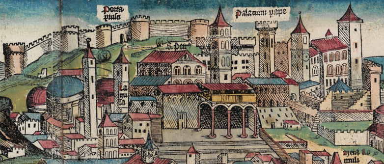 File:Nuremberg Chronicle - Vatican Hill and Old St Peter's Basilica, Rome (detail).png