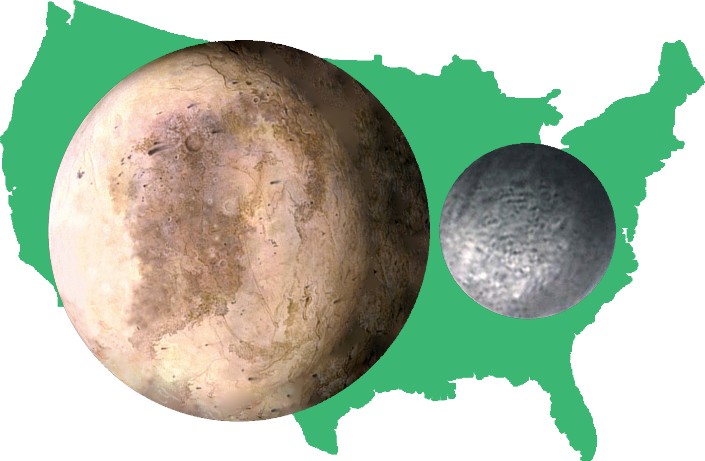 Плутон на фоне земли