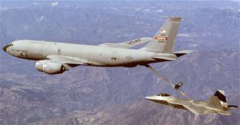 A KC-135R Stratotanker from the 434th Air Refueling Wing, Grissom Air Reserve Base, Air Force Reserve Command, Indiana.