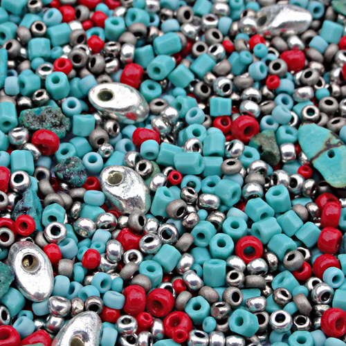 Strand old bohemian crow trade beads red 