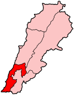 Letak Governorat Selatan di Lebanon