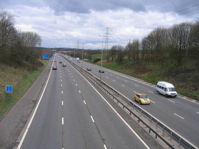 File:M5 Motorway Looking North Towards Frankley Services and Junction 3 - geograph.org.uk - 1224565.jpg