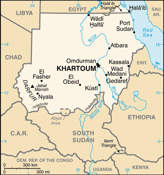 Map of Sudan before succession of South Sudan