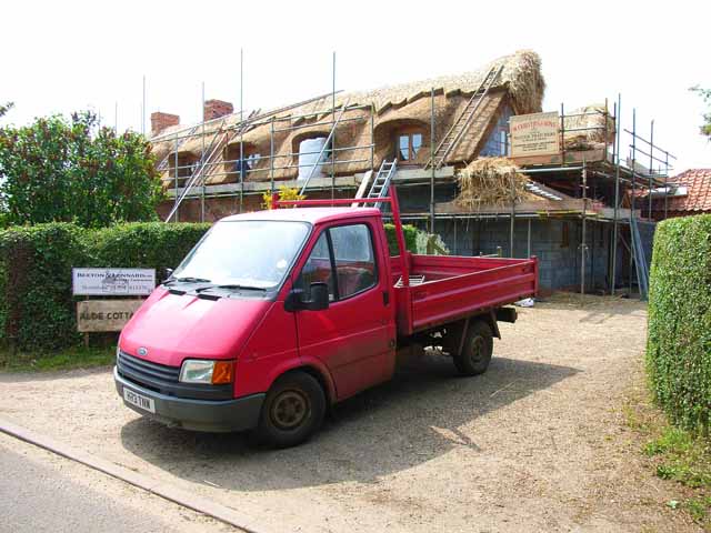 File:Thatching in progress - geograph.org.uk - 185022.jpg