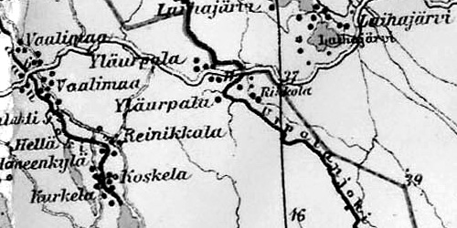 El pueblo de Julia-Urpala en el mapa finlandés de 1923