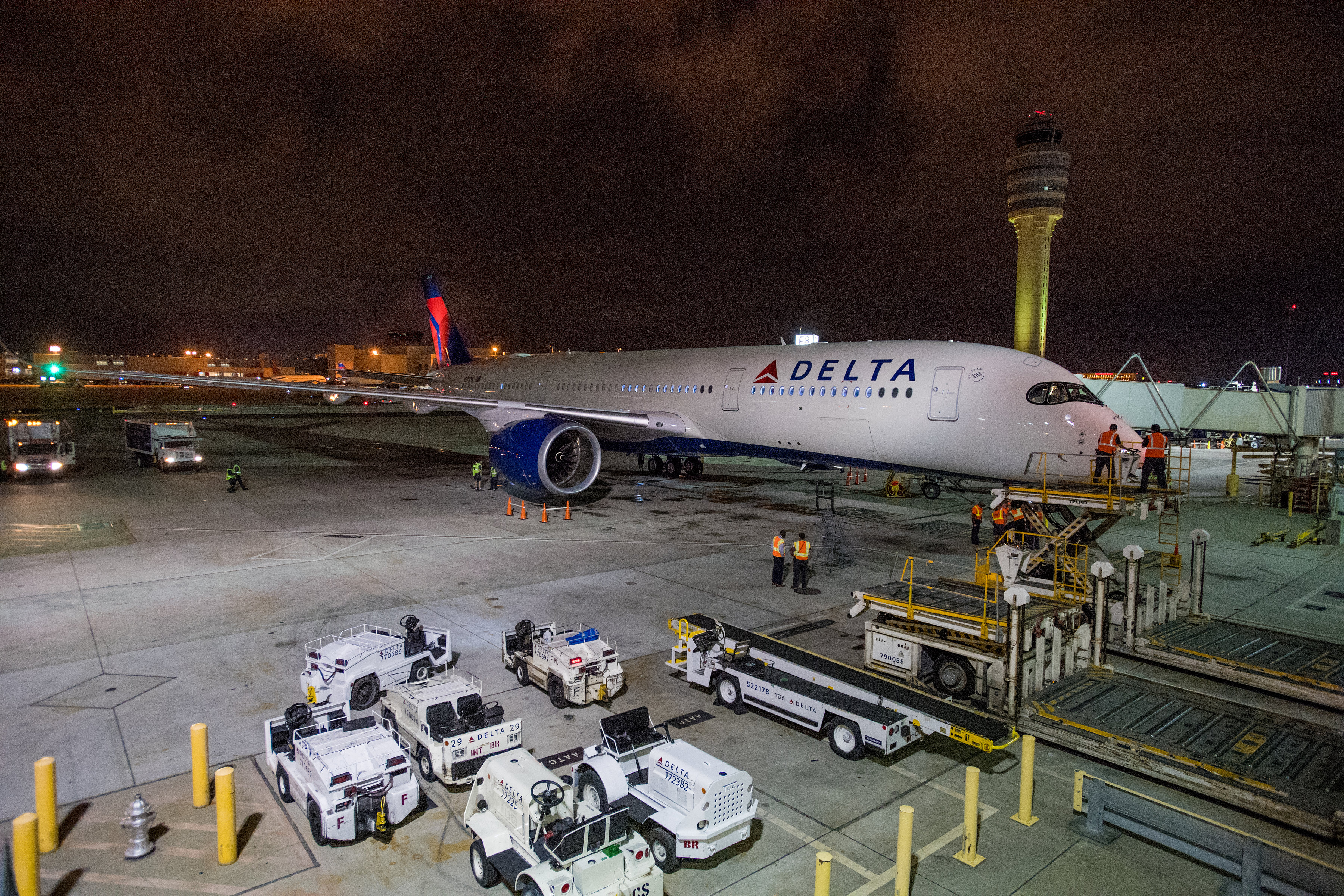 Home airport. A350 Delta Window view.