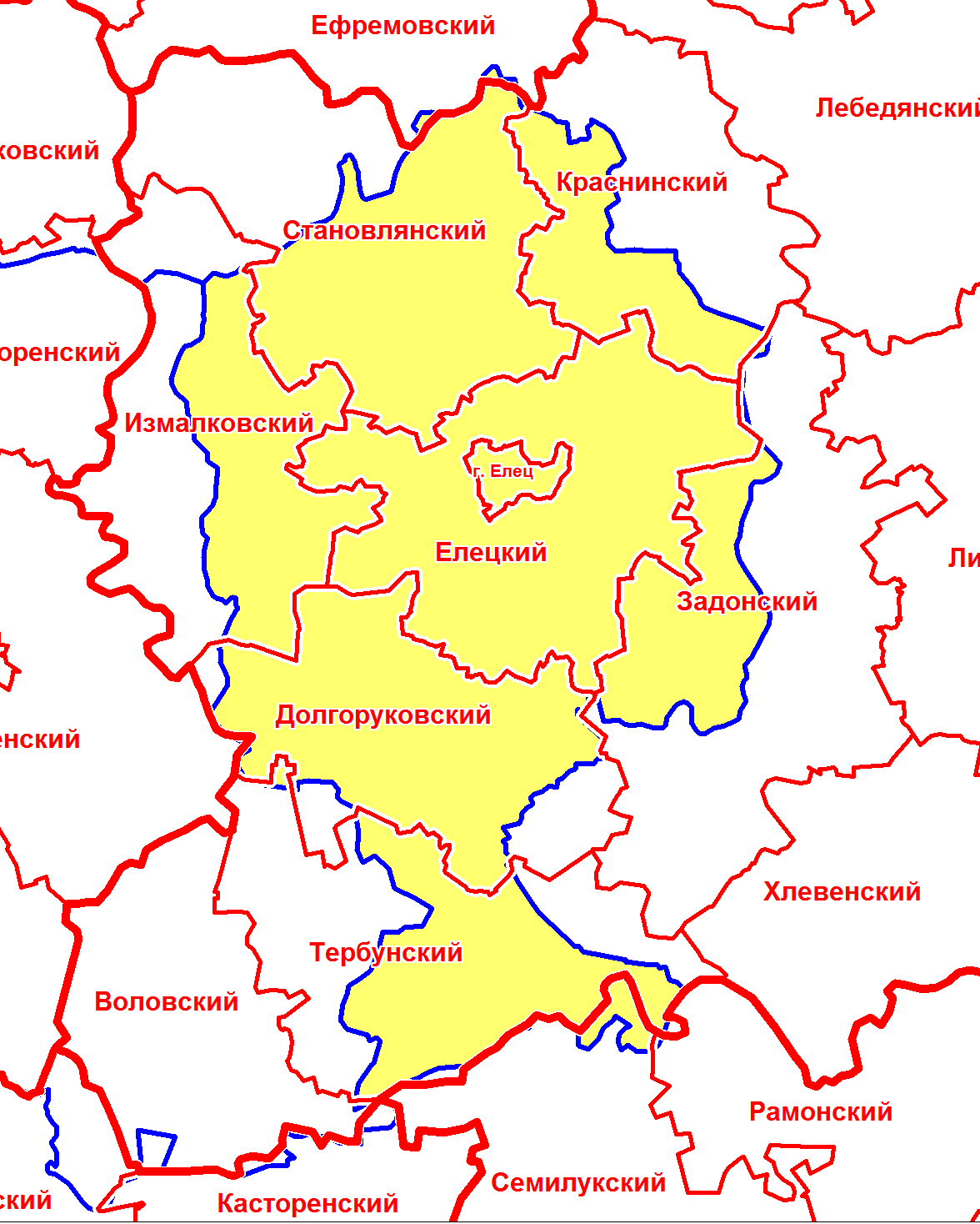 Карта Елецкого района Липецкой области