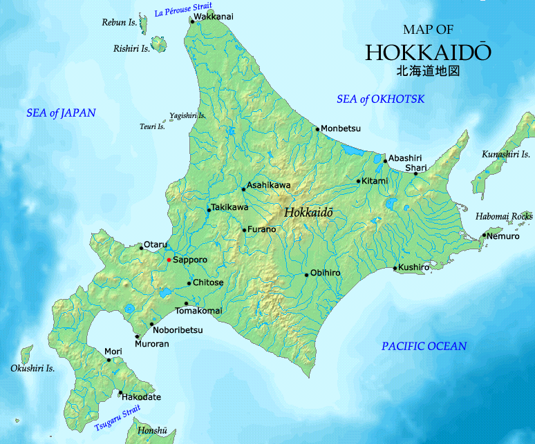 geographical map of japan mountains