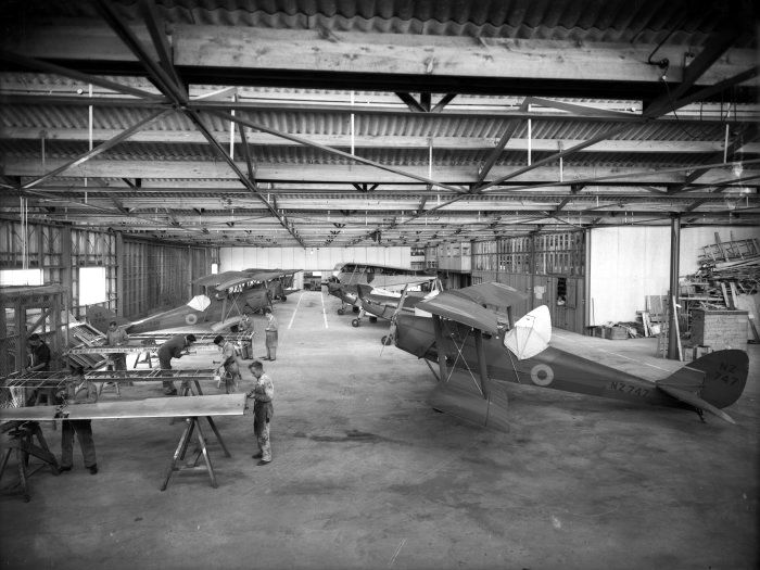 File:Interior of De Havilland aircraft factory, Rongotai, Wellington, 1939 or 1940.jpg
