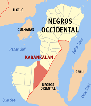 Mapa sa Negros Occidental nga nagapakita kon asa nahimutang ang Dakbayan sa Kabankalan