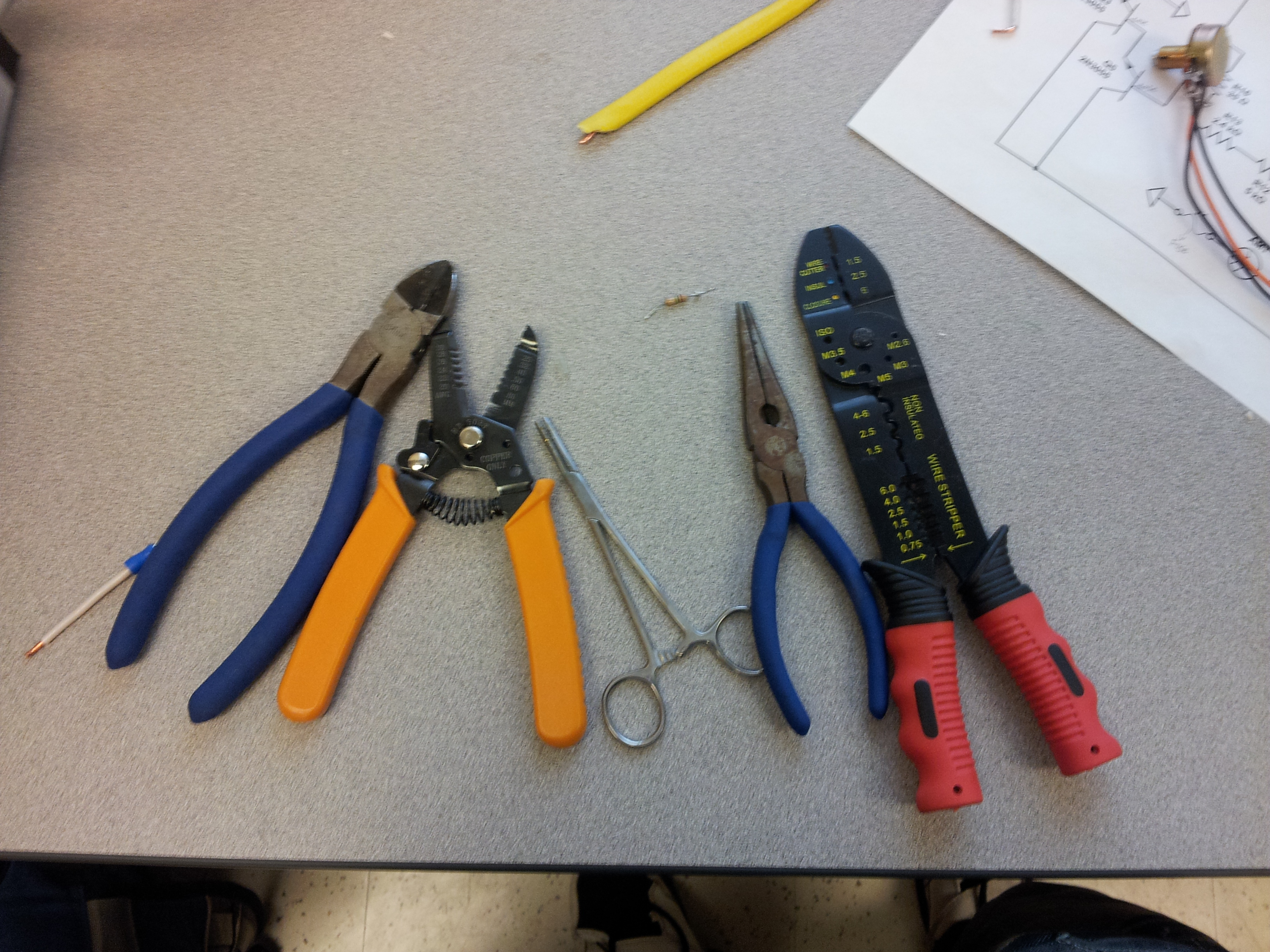 These tools. Jack forgot his Pliers that are only used for Cutting wire at the job site.