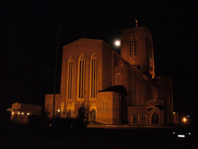 File:Moonrise over Guildford Cathedral - geograph.org.uk - 621730.jpg