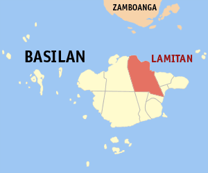 Mapa sa Basilan nga nagpakita sa nahimutangan sa Dakbayan sa Lamitan