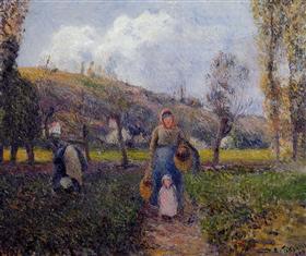 File:Pissarro - peasant-woman-and-child-harvesting-the-fields-pontoise-1882.jpg